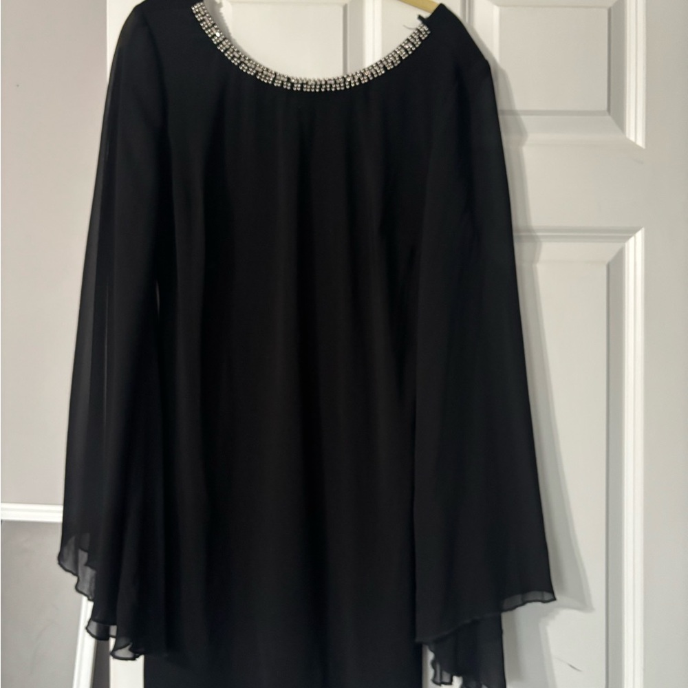 City Triangles Black Mini Dress with Silver Accents